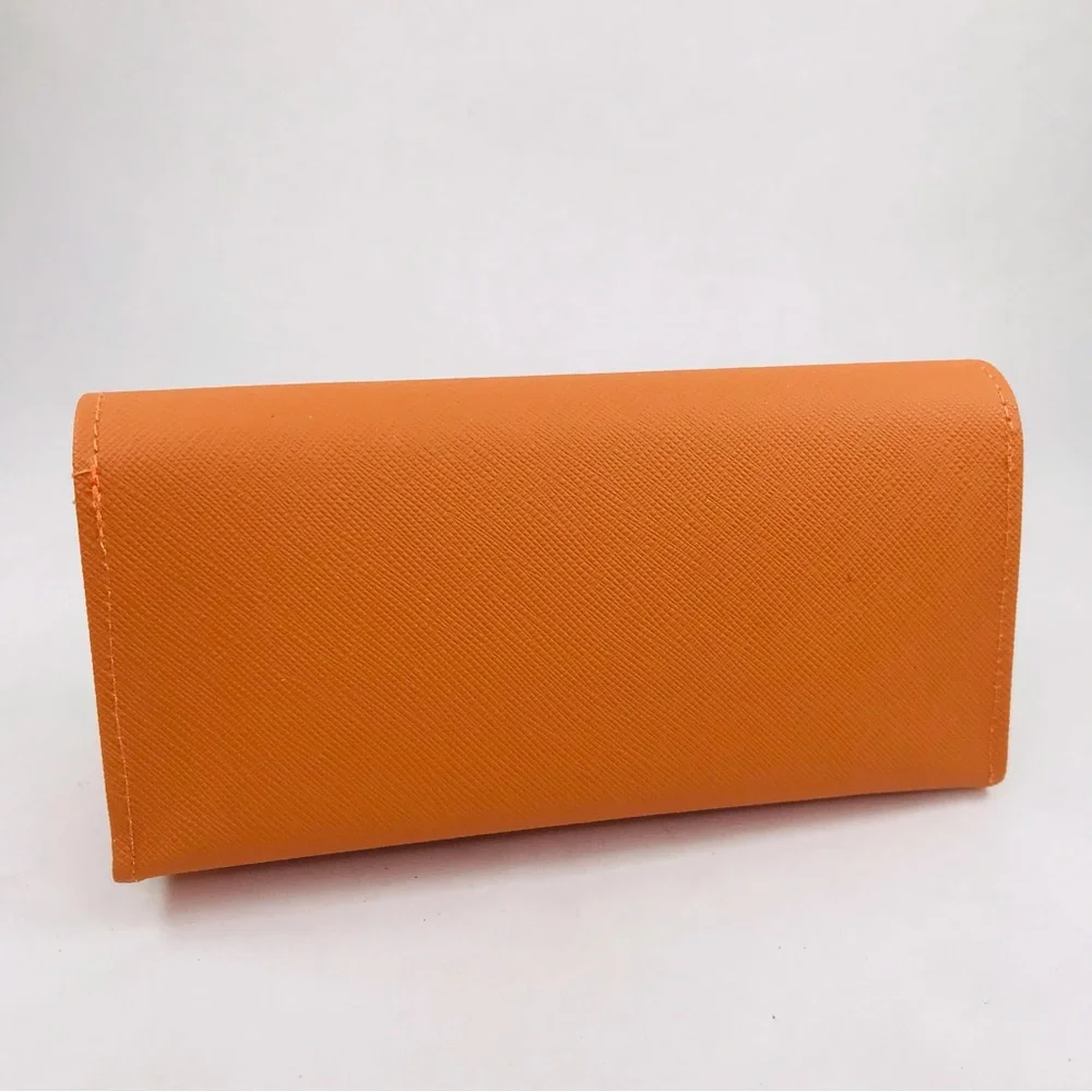 Tory Burch Orange Saffiano Leather Fold Over Sunglasses Case New
